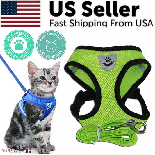 Reflective Pet Harness + Leash Set — Escape-Proof Vest for Cats & Dogs, S–XL