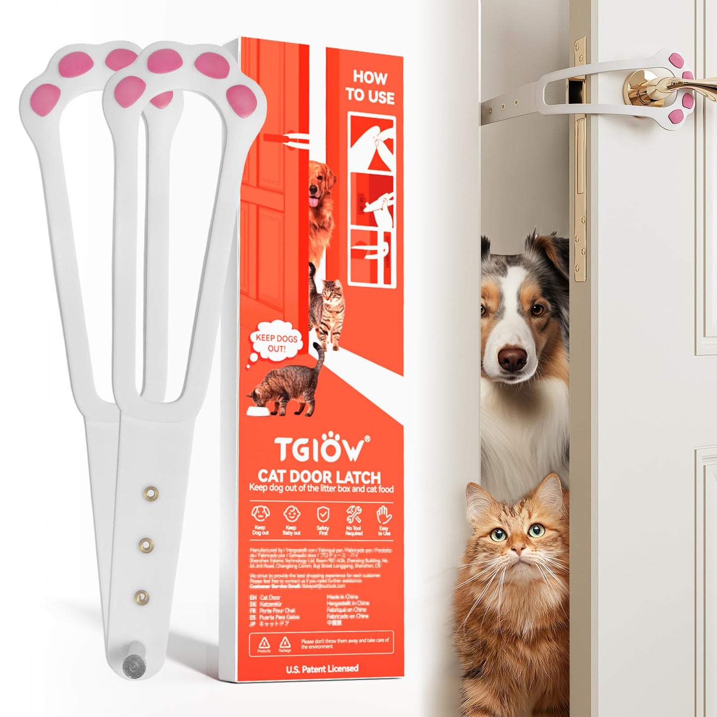 Cat Door Latch 2-Pack — Keep Dogs Out of Litter Box & Food Area